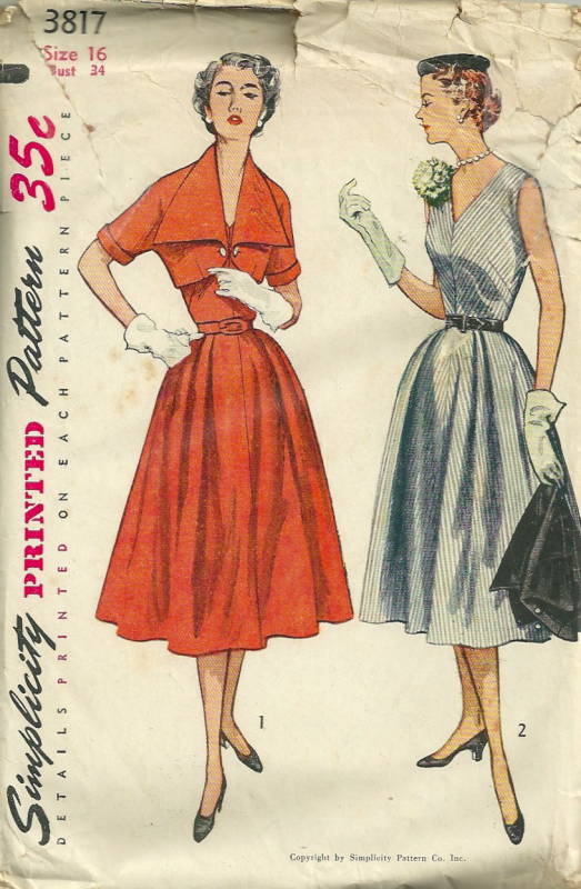 Simplicity 3021  Vintage 1950s Sewing Pattern  Blouse Shirt Top  Size 16 Bust 36