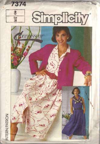 Boxy Jacket and Dress Pattern Fitted Bodice Full Skirt Simplicity 7374 ...