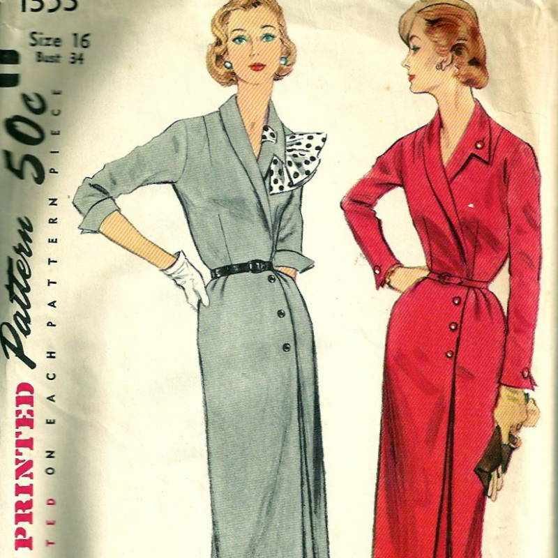 Bust 43 Vintage 1950's Simplicity 1426 Vestee Dress Pattern 