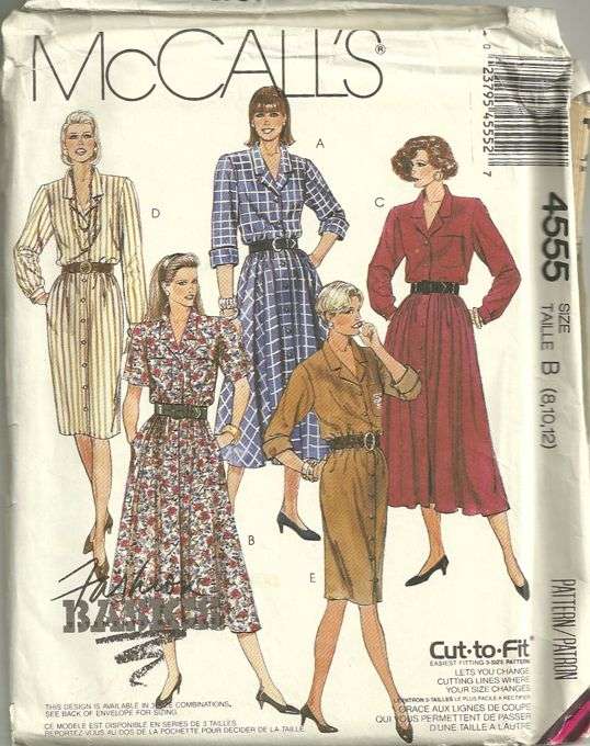 McCalls 4555 Front Buttoned Slim or Flared Dress Pattern Size 8 - 12 ...