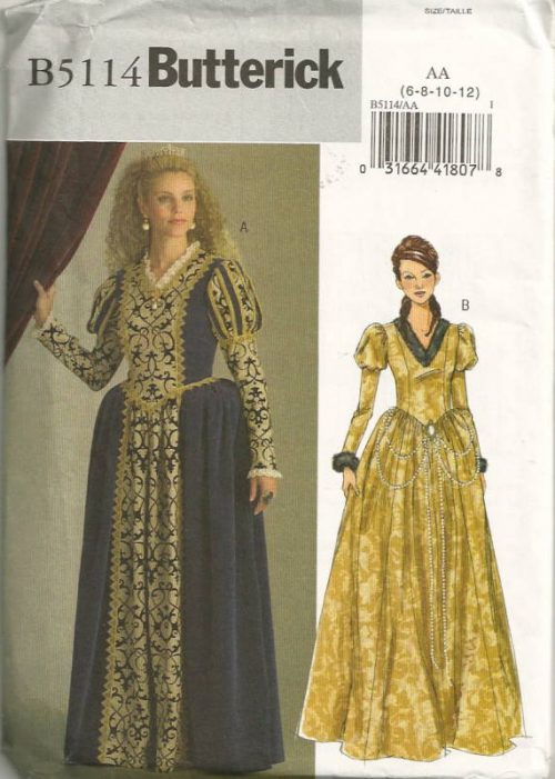 Butterick 5114 Misses Renaissance Princess Costume Pattern Womens