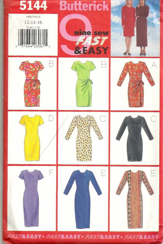 Butterick 5144 Nine Great Looks in One Easy Dress Pattern Size 12