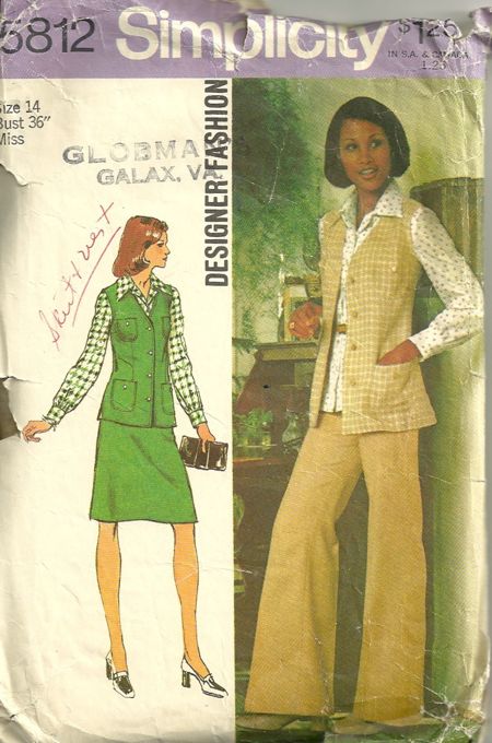 Simplicity 5812 1970s Designer Fashion Misses Skirt Pants Vest Pattern  Womens Vintage Sewing Pattern Size 14 Bust 36 - Pattern Gate