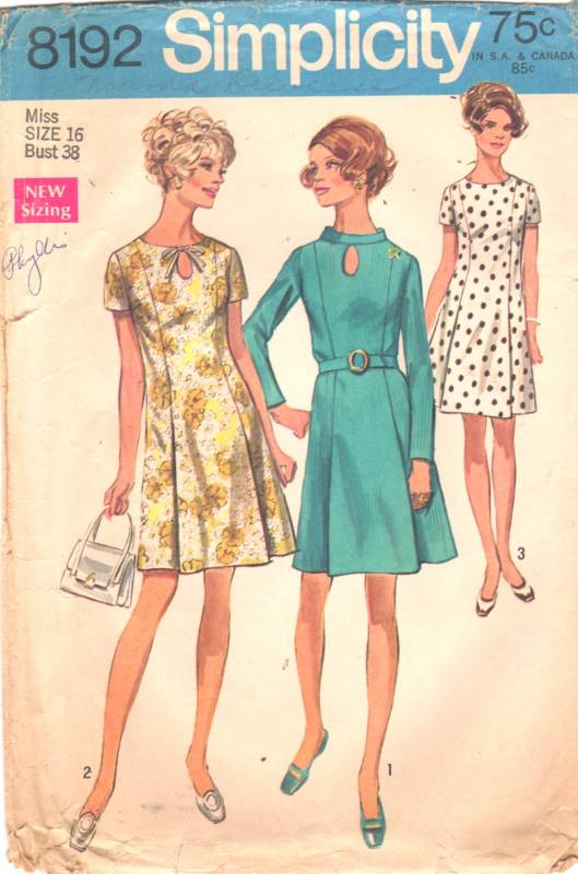 1960s Simplicity 8192 Womens Dress Pattern Peekaboo Neck Princess Seam ...