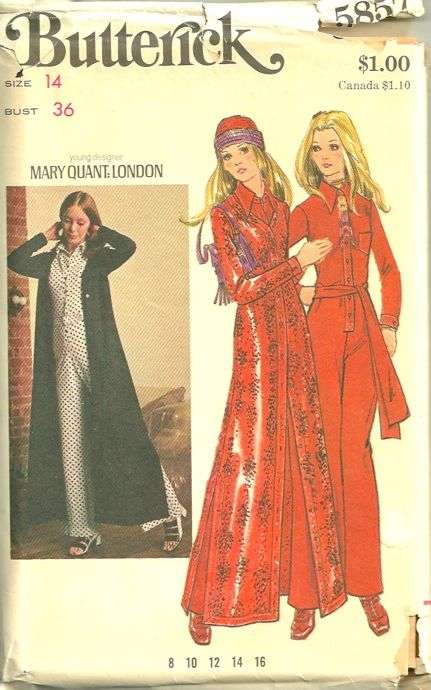 Butterick 5857 Vintage 70s Mary Quant Mod Womens Jumpsuit and Coat ...