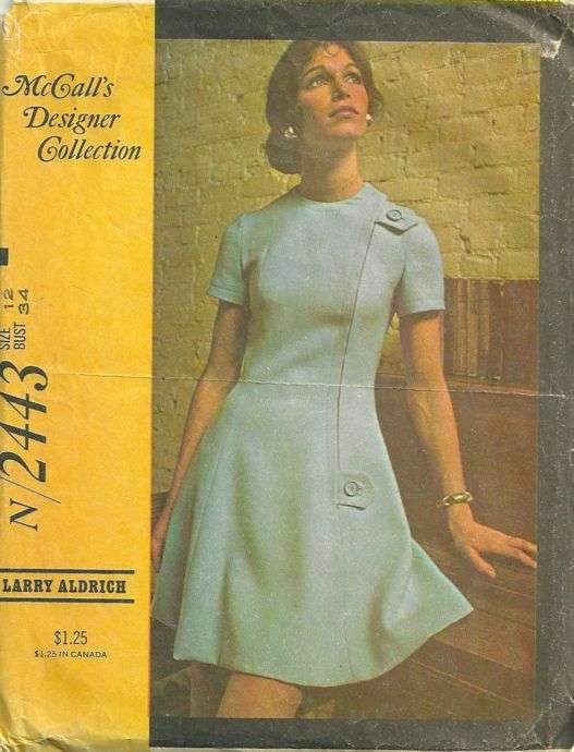Designer Larry Aldrich Mod Dress Pattern Vintage 70s McCalls 2443 Size ...