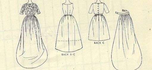 McCalls 7082 1960s Misses Wedding Dress Pattern Detachable Train and ...