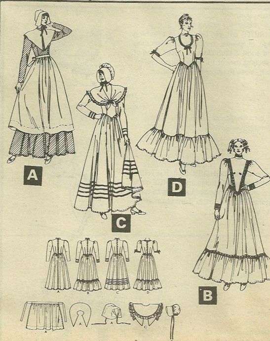 McCalls 9254 Misses Costumes Pattern Pilgrim Prairie Dresses Bonnets ...