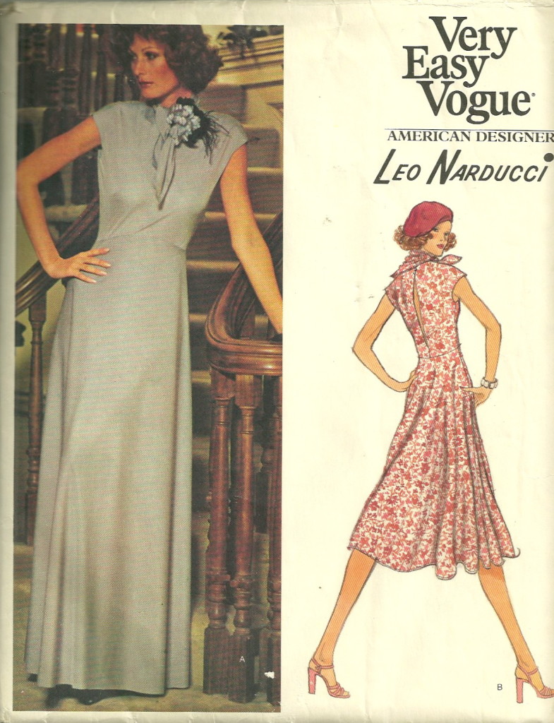 Vogue 1202 1970s Leo Narducci Designer Evening Dress Pattern Back Slit Womens Vintage Sewing 0623