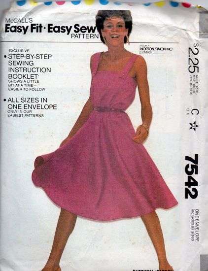 Vintage 80s Sundress Pattern Easy McCalls 7542 Size Petite to